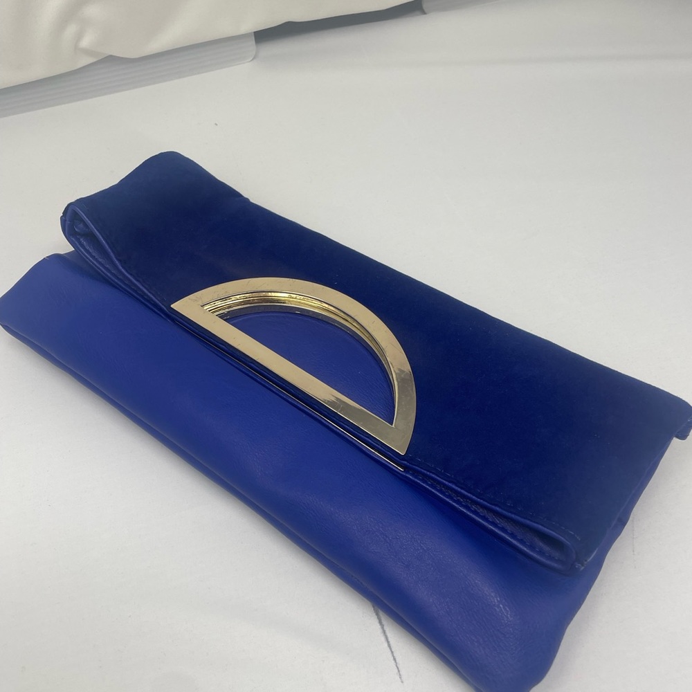 Aldo-Pre-Owned Aldo Women's One Size Fits All Clutch Blue-Faux Suede/Leather